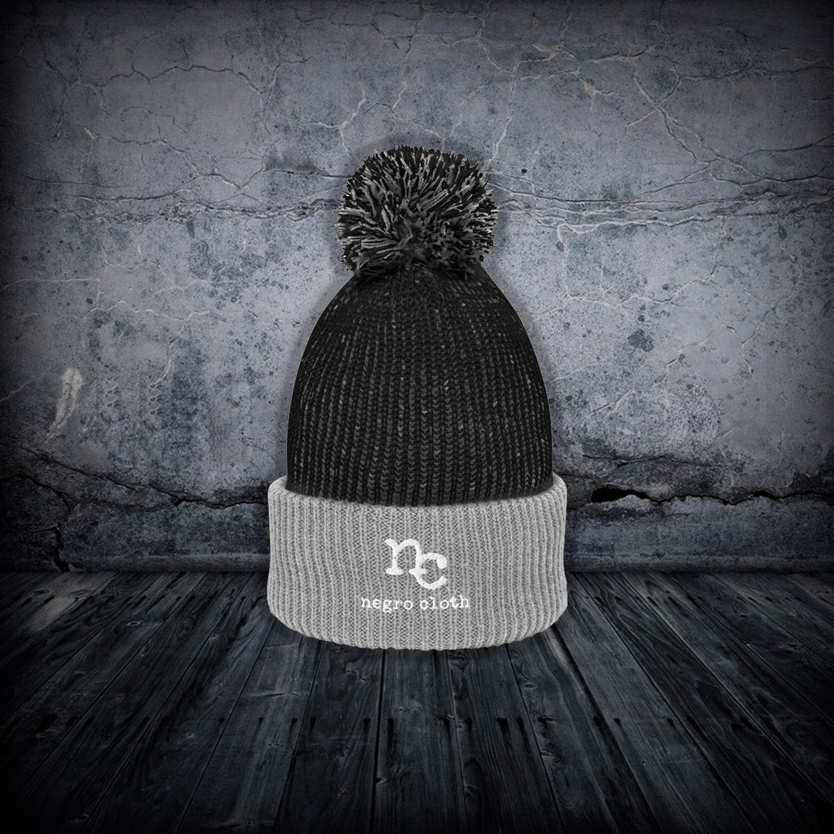 Speckled Black and White Knit Beanie Cap